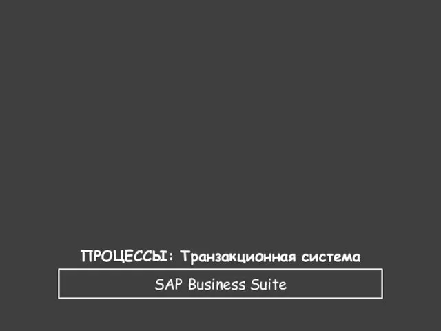 SAP Business Suite ПРОЦЕССЫ: Транзакционная система