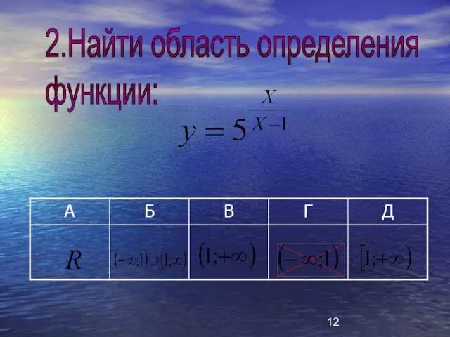 2.Найти область определения функции: