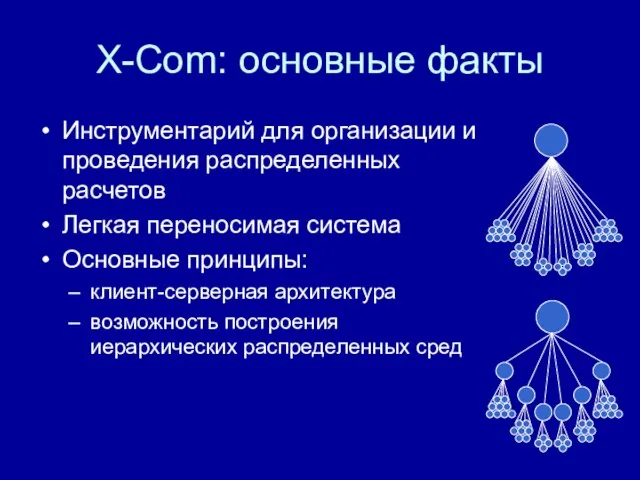 X-Com: основные факты Инструментарий для организации и проведения распределенных расчетов Легкая переносимая