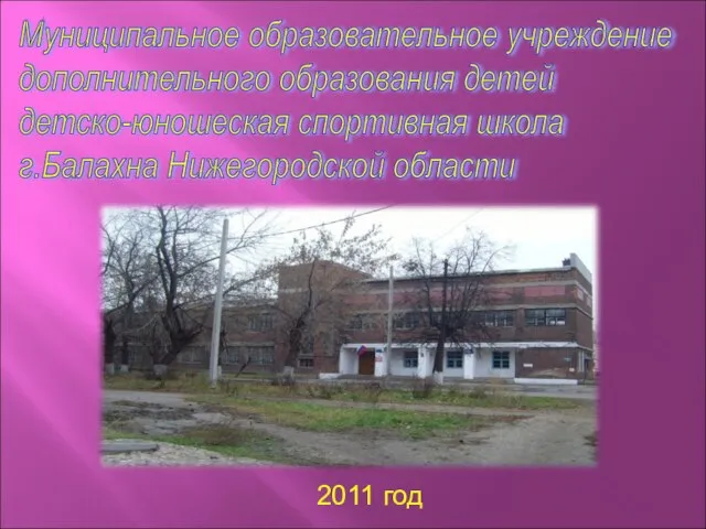 Муниципальное образовательное учреждение дополнительного образования детей детско-юношеская спортивная школа г.Балахна Нижегородской области 2011 год