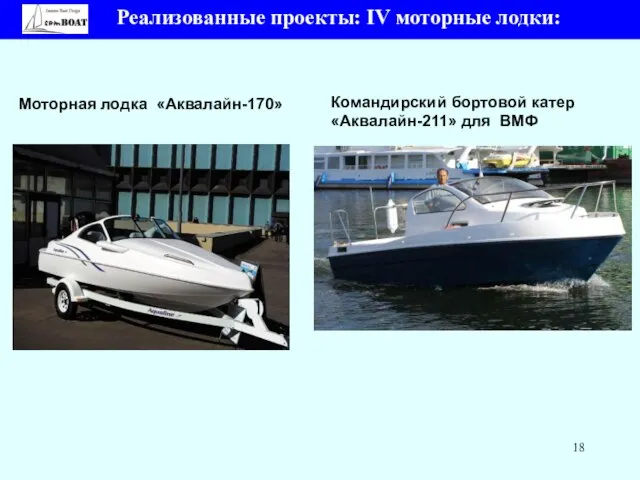 Моторная лодка «Аквалайн-170» Командирский бортовой катер «Аквалайн-211» для ВМФ