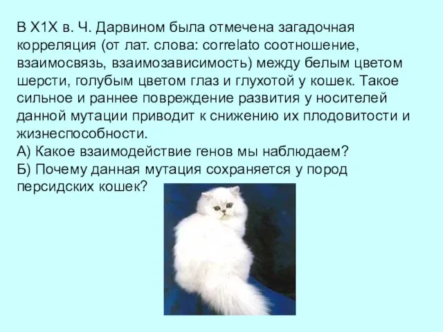 В Х1Х в. Ч. Дарвином была отмечена загадочная корреляция (от лат. слова: