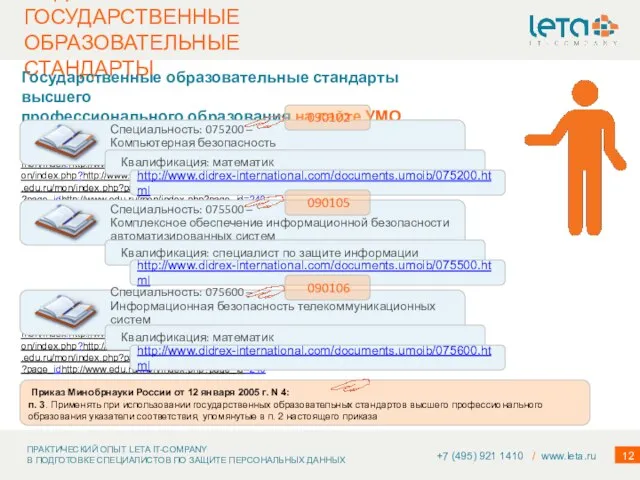 ФЕДЕРАЛЬНЫЕ ГОСУДАРСТВЕННЫЕ ОБРАЗОВАТЕЛЬНЫЕ СТАНДАРТЫ +7 (495) 921 1410 / www.leta.ru httphttp://http://wwwhttp://www.http://www.eduhttp://www.edu.http://www.edu.ruhttp://www.edu.ru/http://www.edu.ru/monhttp://www.edu.ru/mon/http://www.edu.ru/mon/indexhttp://www.edu.ru/mon/index.http://www.edu.ru/mon/index.phphttp://www.edu.ru/mon/index.php?http://www.edu.ru/mon/index.php?pagehttp://www.edu.ru/mon/index.php?page_http://www.edu.ru/mon/index.php?page_idhttp://www.edu.ru/mon/index.php?page_id=240 Государственные