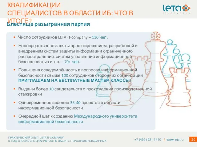 +7 (495) 921 1410 / www.leta.ru Число сотрудников LETA IT-company – 110