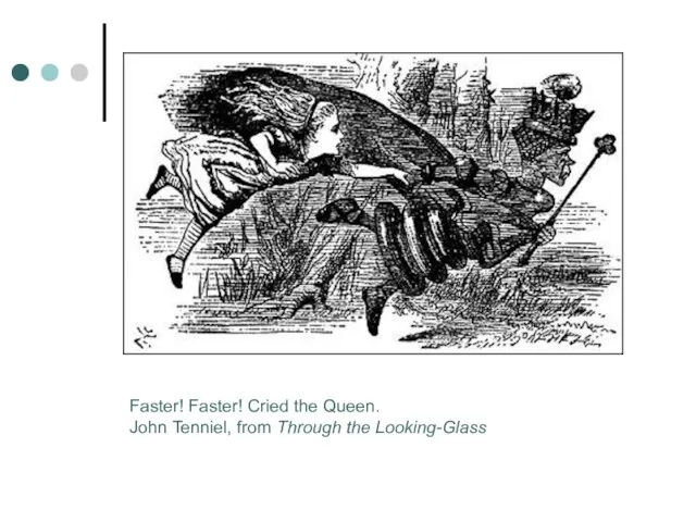 Faster! Faster! Cried the Queen. John Tenniel, from Through the Looking-Glass