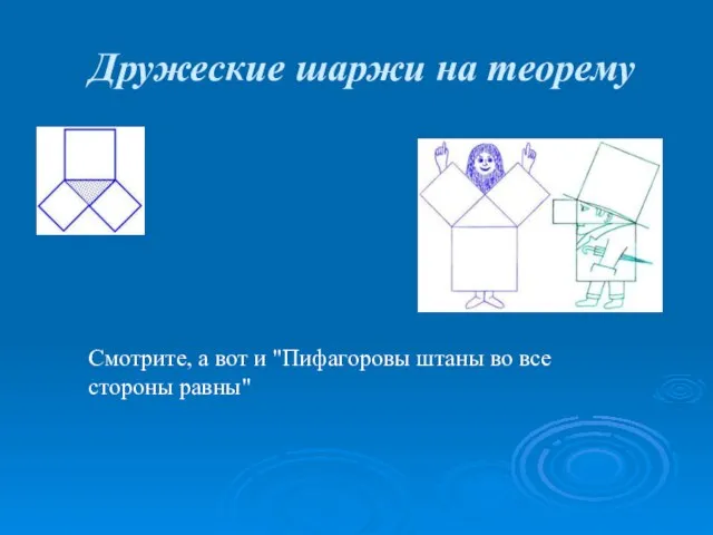 Дружеские шаржи на теорему Смотрите, а вот и "Пифагоровы штаны во все стороны равны"