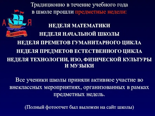 Традиционно в течение учебного года в школе прошли предметные недели: НЕДЕЛЯ МАТЕМАТИКИ