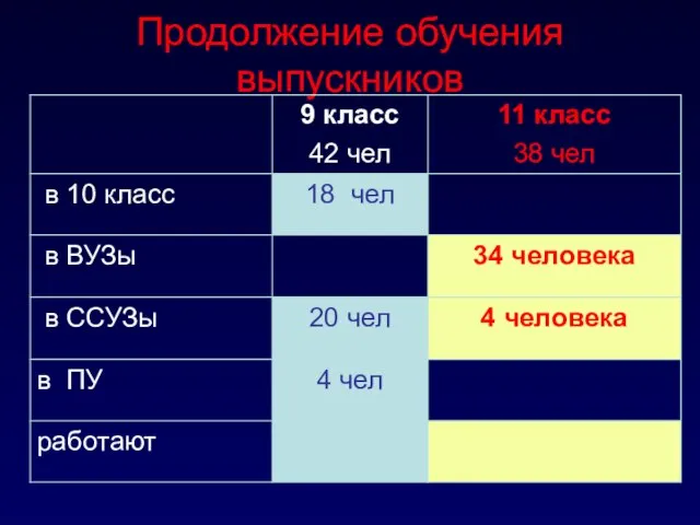 Продолжение обучения выпускников