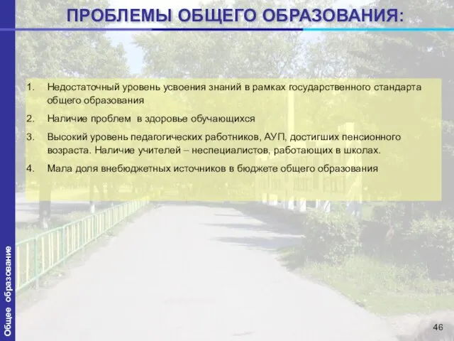 ПРОБЛЕМЫ ОБЩЕГО ОБРАЗОВАНИЯ: Недостаточный уровень усвоения знаний в рамках государственного стандарта общего