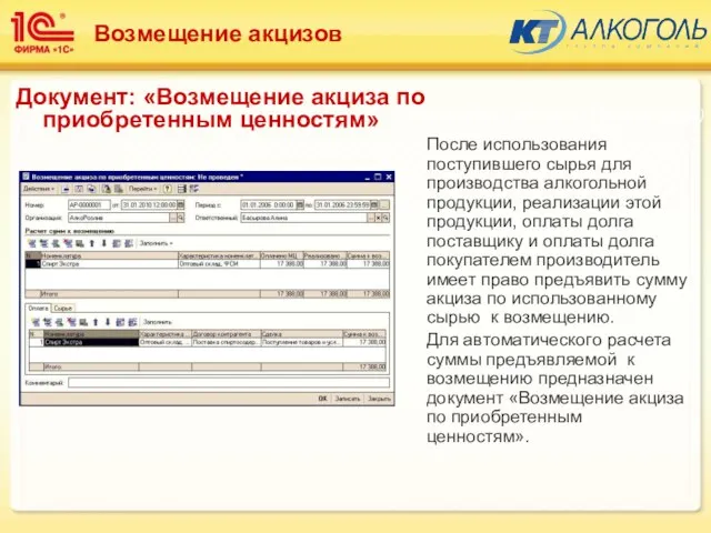 После использования поступившего сырья для производства алкогольной продукции, реализации этой продукции, оплаты