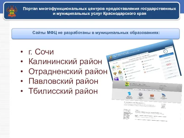 Портал многофункциональных центров предоставления государственных и муниципальных услуг Краснодарского края Сайты МФЦ