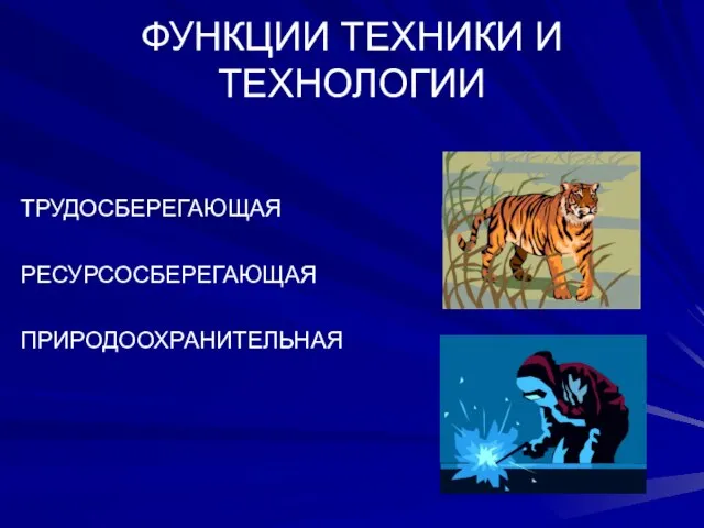 ФУНКЦИИ ТЕХНИКИ И ТЕХНОЛОГИИ ТРУДОСБЕРЕГАЮЩАЯ РЕСУРСОСБЕРЕГАЮЩАЯ ПРИРОДООХРАНИТЕЛЬНАЯ