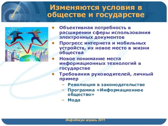 Изменяются условия в обществе и государстве Объективная потребность в расширении сферы использования