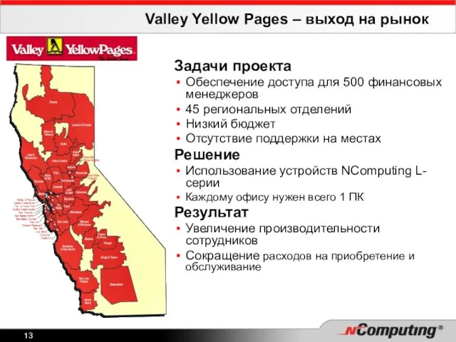 Valley Yellow Pages – выход на рынок Задачи проекта Обеспечение доступа для