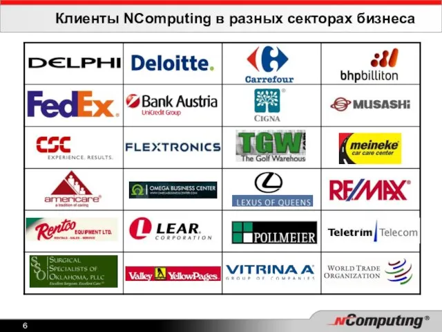 Клиенты NComputing в разных секторах бизнеса