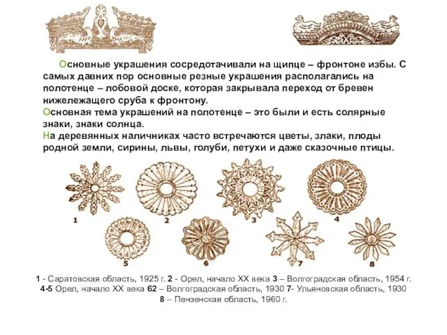 Основные украшения сосредотачивали на щипце – фронтоне избы. С самых давних пор