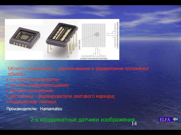 2-х координатные датчики изображения Область применения – распознавание и определение положения объекта: