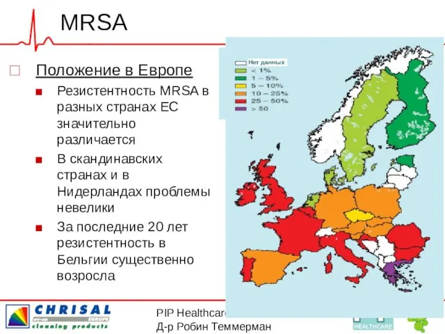 PIP Healthcare® Д-р Робин Теммерман MRSA Положение в Европе Резистентность MRSA в
