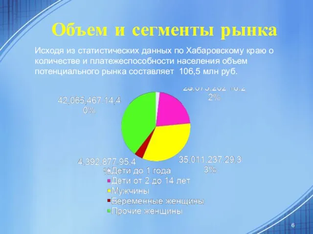 Объем и сегменты рынка Исходя из статистических данных по Хабаровскому краю о