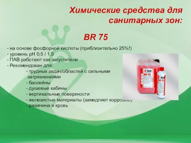 BR 75 на основе фосфорной кислоты (приблизительно 25%!) уровень pH 0,5 /