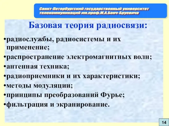 Базовая теория радиосвязи: радиослужбы, радиосистемы и их применение; распространение электромагнитных волн; антенная