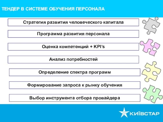 ТЕНДЕР В СИСТЕМЕ ОБУЧЕНИЯ ПЕРСОНАЛА Стратегия развития человеческого капитала Программа развития персонала