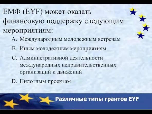 Key bodies of the Council of Europe ЕМФ (EYF) может оказать финансовую