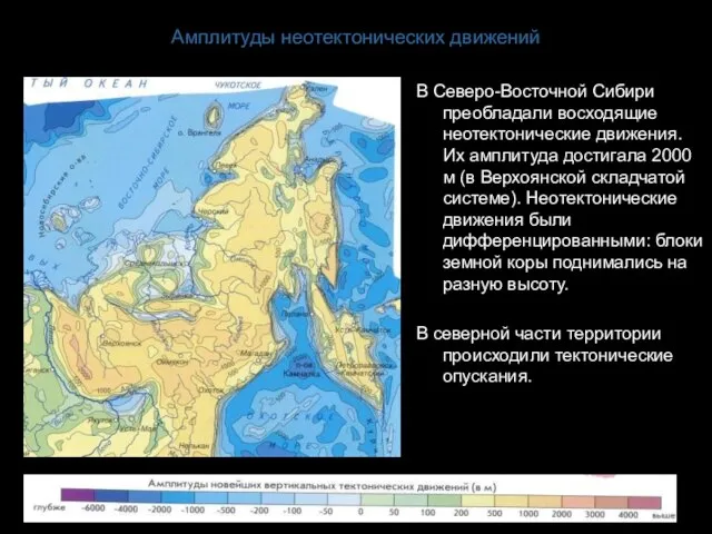 Амплитуды неотектонических движений В Северо-Восточной Сибири преобладали восходящие неотектонические движения. Их амплитуда