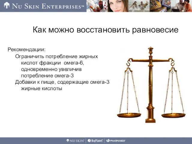 Как можно восстановить равновесие Рекомендации: Ограничить потребление жирных кислот фракции омега-6, одновременно