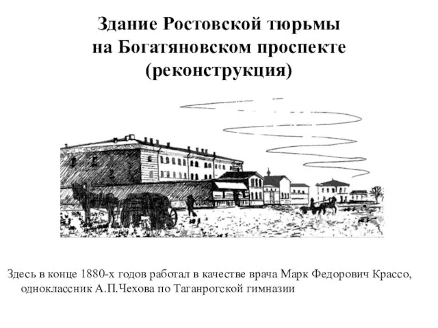 Здание Ростовской тюрьмы на Богатяновском проспекте (реконструкция) Здесь в конце 1880-х годов