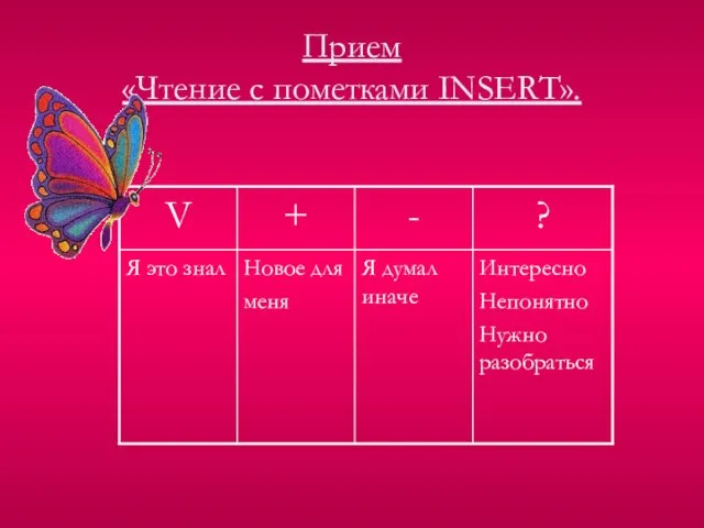 Прием «Чтение с пометками INSERT».