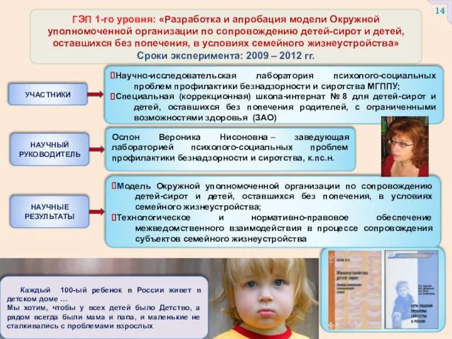 ГЭП 1-го уровня: «Разработка и апробация модели Окружной уполномоченной организации по сопровождению