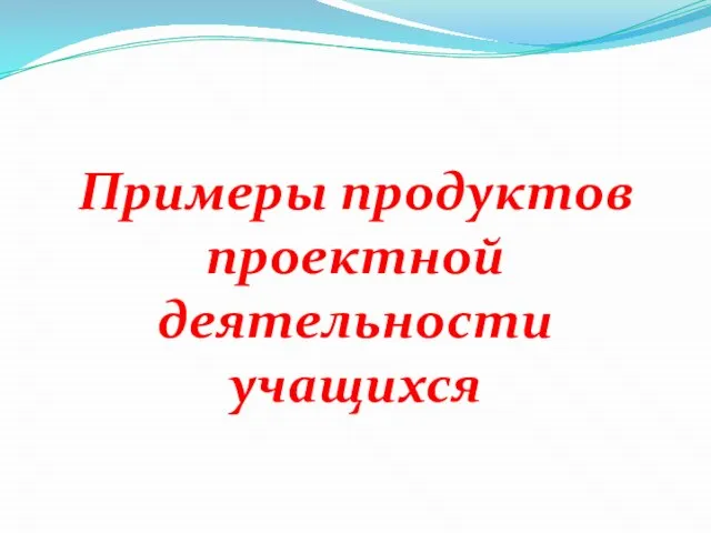 Примеры продуктов проектной деятельности учащихся