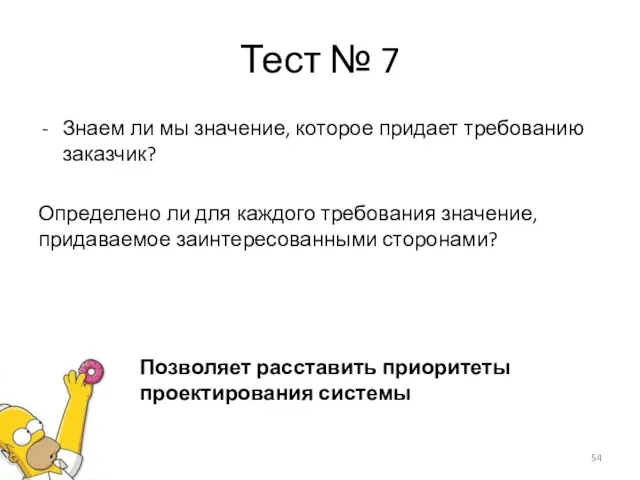 Тест № 7 Знаем ли мы значение, которое придает требованию заказчик? Определено