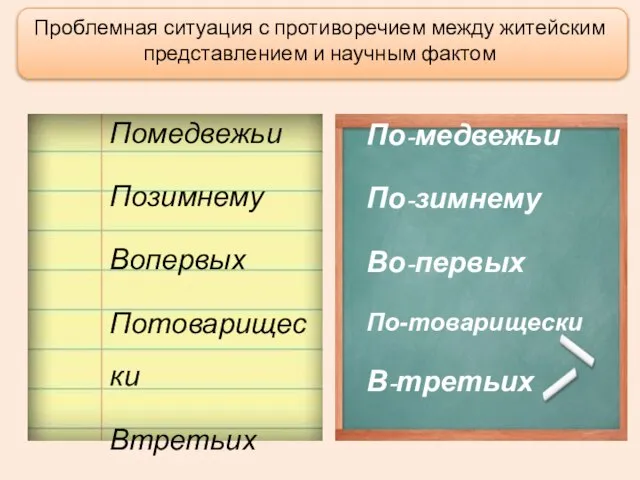 Помедвежьи Позимнему Вопервых Потоварищески Втретьих Проблемная ситуация с противоречием между житейским представлением