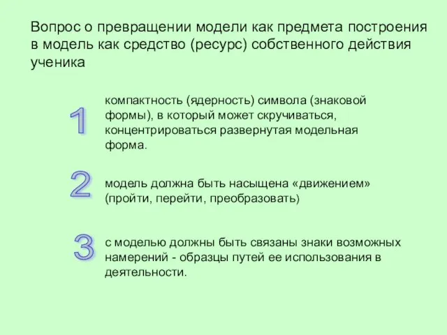 Вопрос о превращении модели как предмета построения в модель как средство (ресурс)