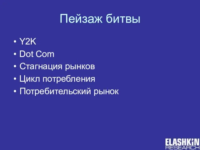 Пейзаж битвы Y2K Dot Com Стагнация рынков Цикл потребления Потребительский рынок