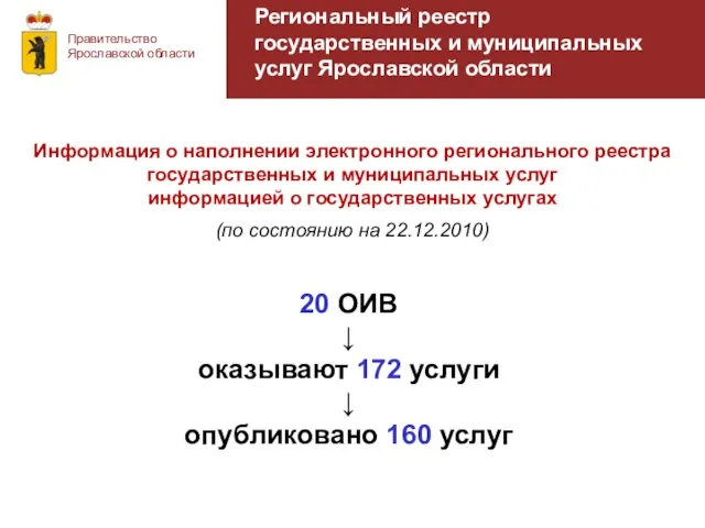 Региональный реестр государственных и муниципальных услуг Ярославской области Правительство Ярославской области Информация