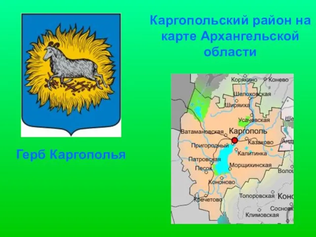 Герб Каргополья Каргопольский район на карте Архангельской области