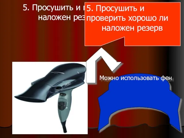 5. Просушить и проверить хорошо ли наложен резерв 5. Просушить и проверить