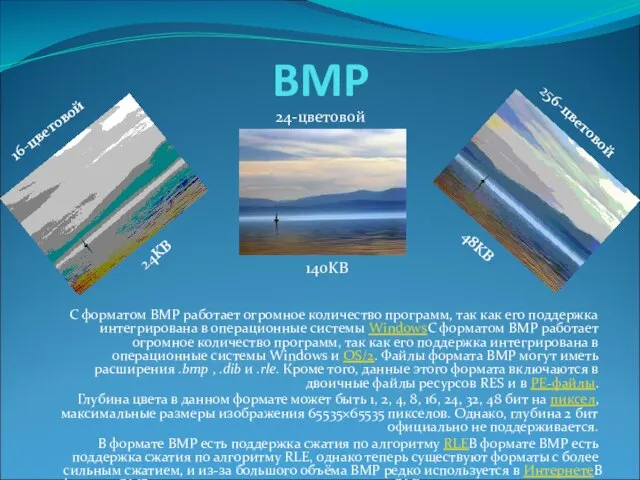 BMP С форматом BMP работает огромное количество программ, так как его поддержка