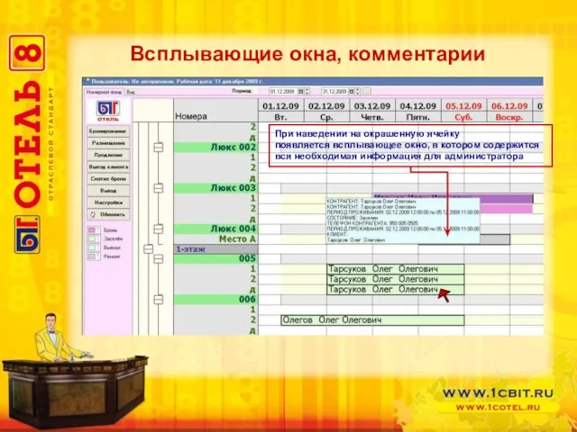 При наведении на окрашенную ячейку появляется всплывающее окно, в котором содержится вся