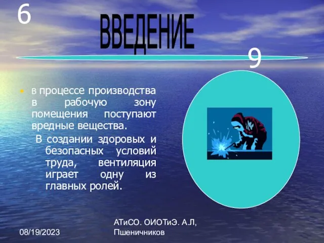 08/19/2023 АТиСО. ОИОТиЭ. А.Л,Пшеничников В процессе производства в рабочую зону помещения поступают