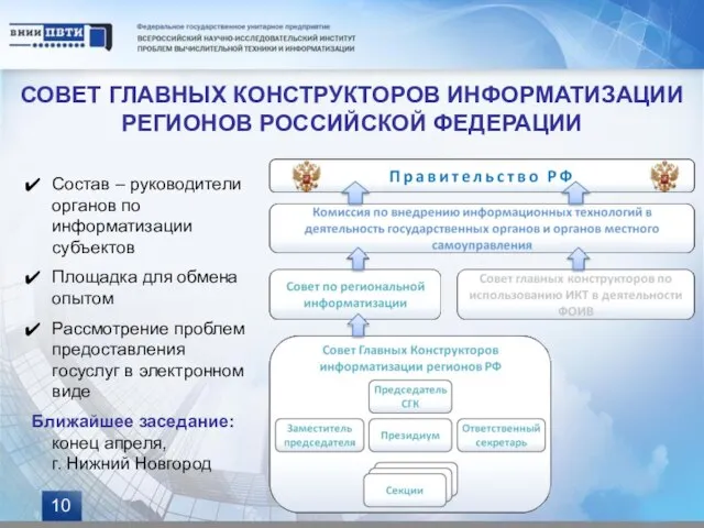 СОВЕТ ГЛАВНЫХ КОНСТРУКТОРОВ ИНФОРМАТИЗАЦИИ РЕГИОНОВ РОССИЙСКОЙ ФЕДЕРАЦИИ Состав – руководители органов по