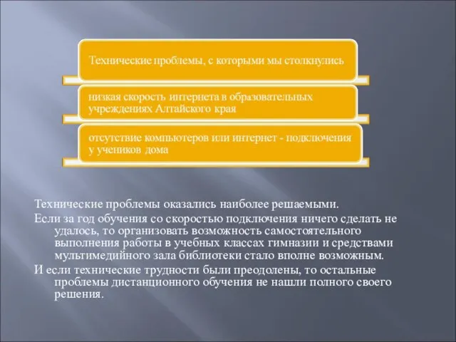 Технические проблемы оказались наиболее решаемыми. Если за год обучения со скоростью подключения