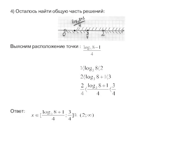 4) Осталось найти общую часть решений: Выясним расположение точки : Ответ: