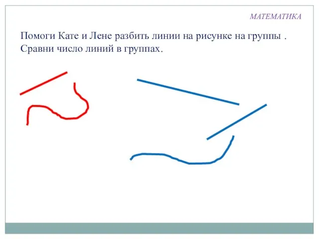 Помоги Кате и Лене разбить линии на рисунке на группы . Сравни