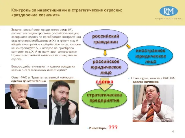 Задача: российское юридическое лицо (А), полностью подконтрольное российским лицам, совершило сделку по