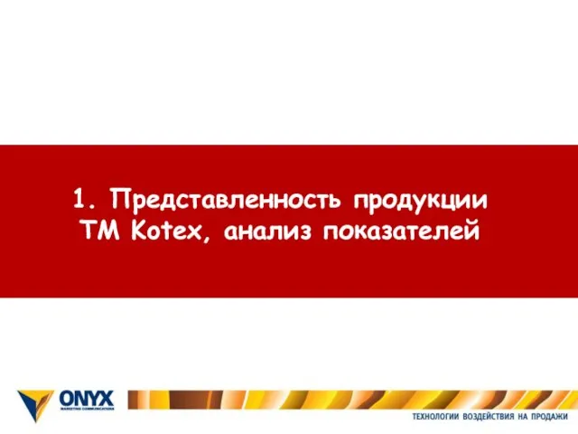 1. Представленность продукции ТМ Kotex, анализ показателей