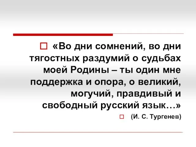 «Во дни сомнений, во дни тягостных раздумий о судьбах моей Родины –